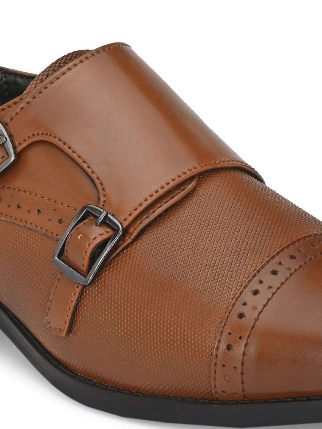 House of Pataudi Men Textured Formal Monk Shoes thumbnail 4