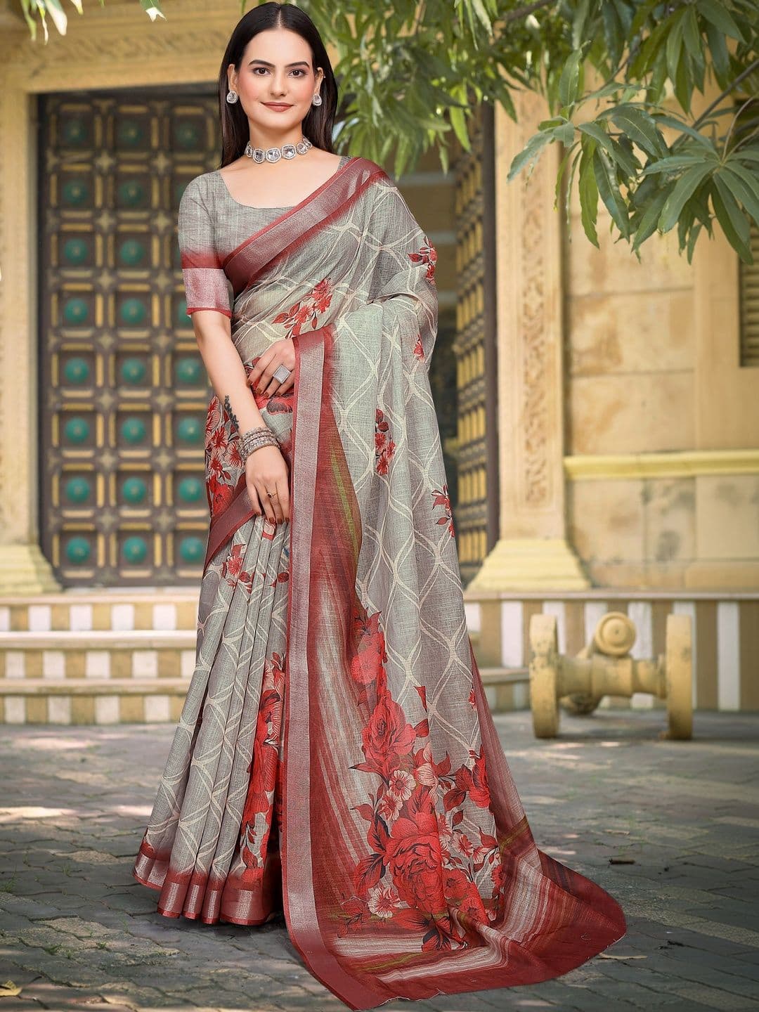 HERE&NOW Floral Saree - view 1