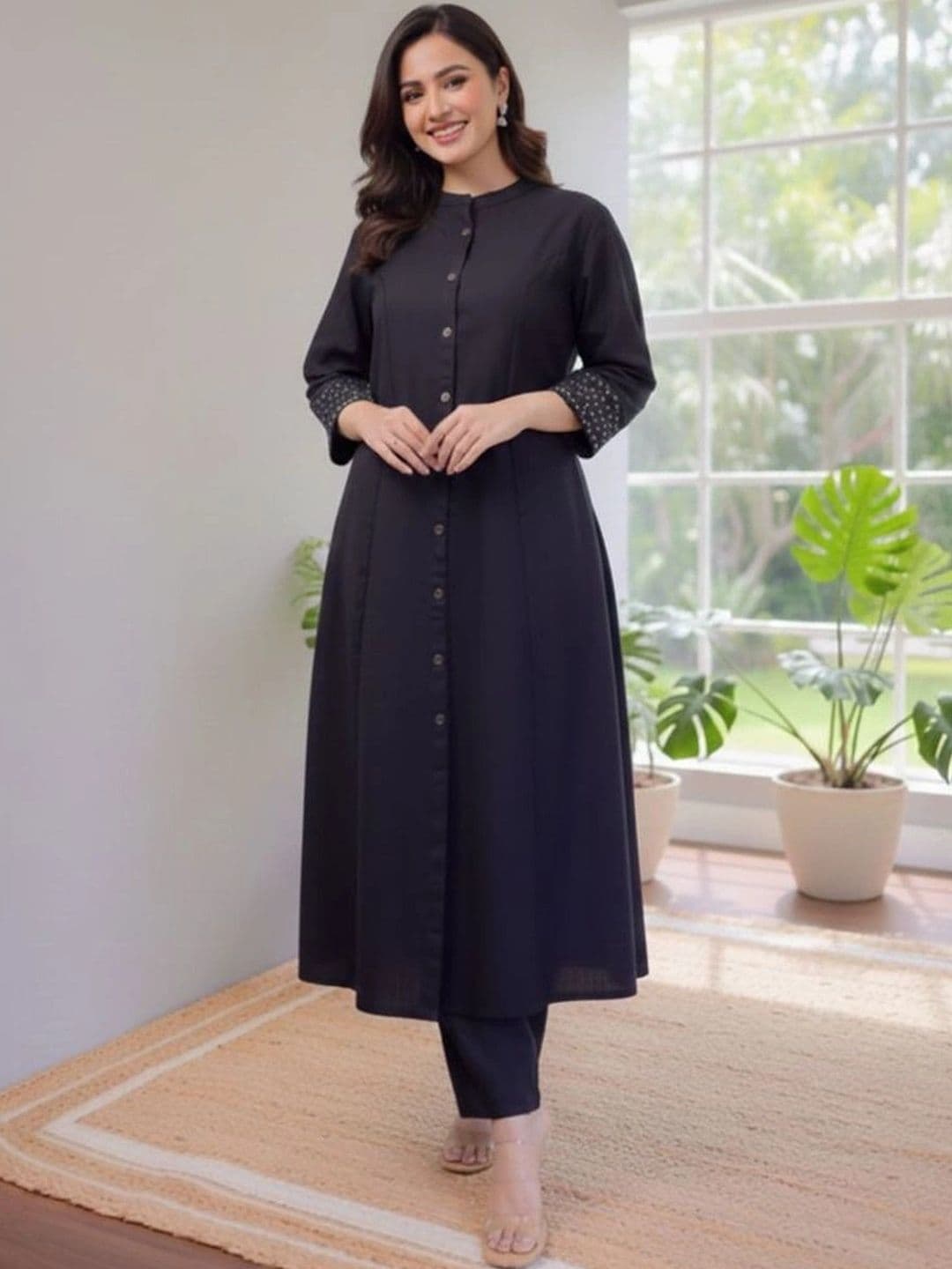 KALINI Women Regular Kurta with Trousers thumbnail 5