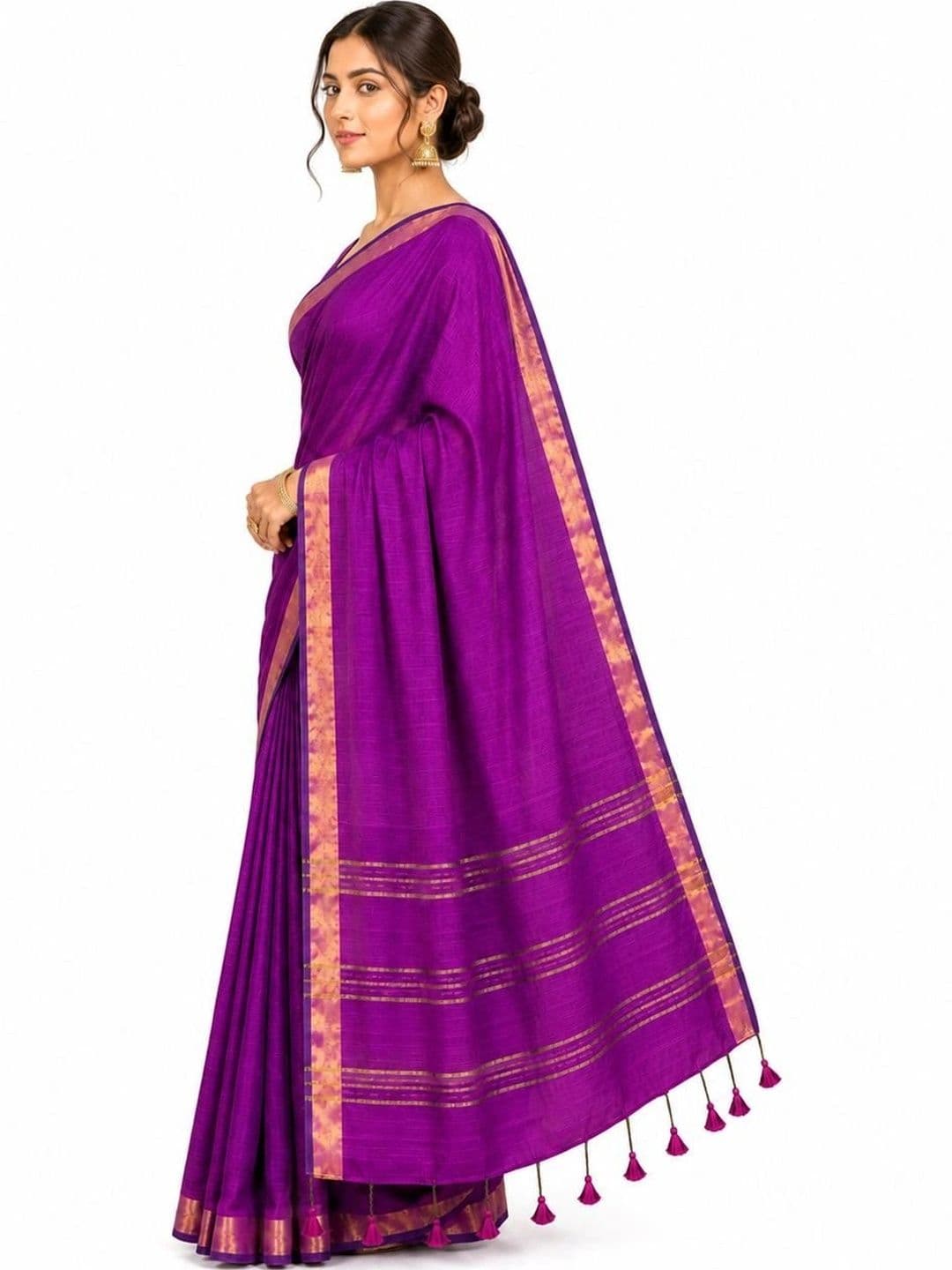 Maa shipra creation Zari Silk Cotton Saree thumbnail 3