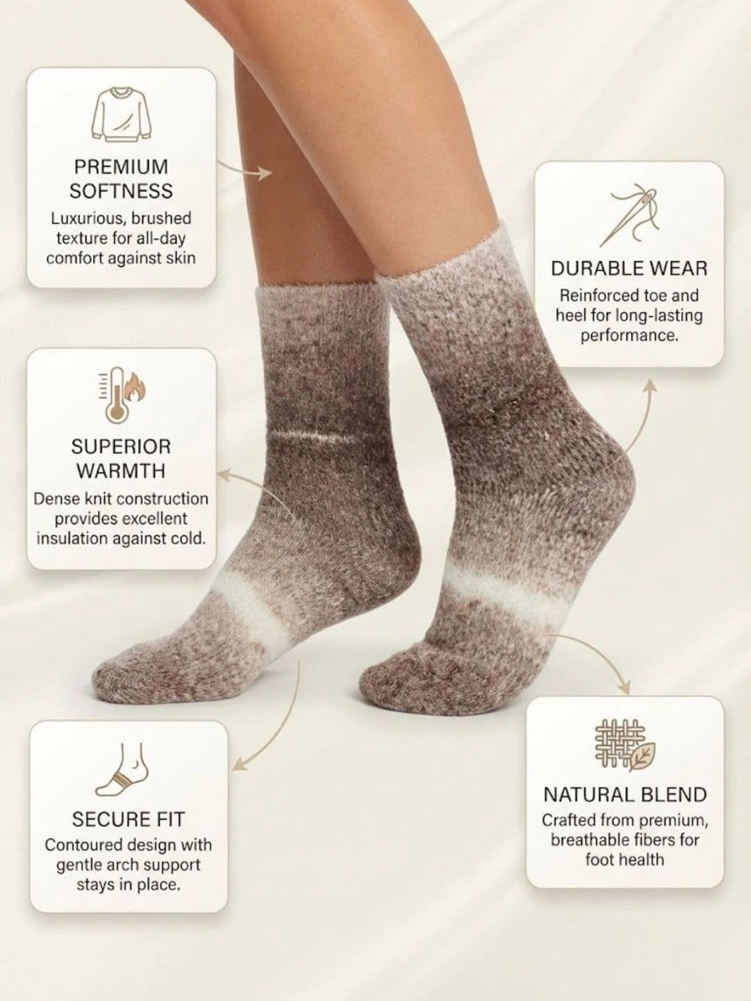 Cdeck Men Pack of 2 Woolen Patterned Above Ankle Socks thumbnail 6