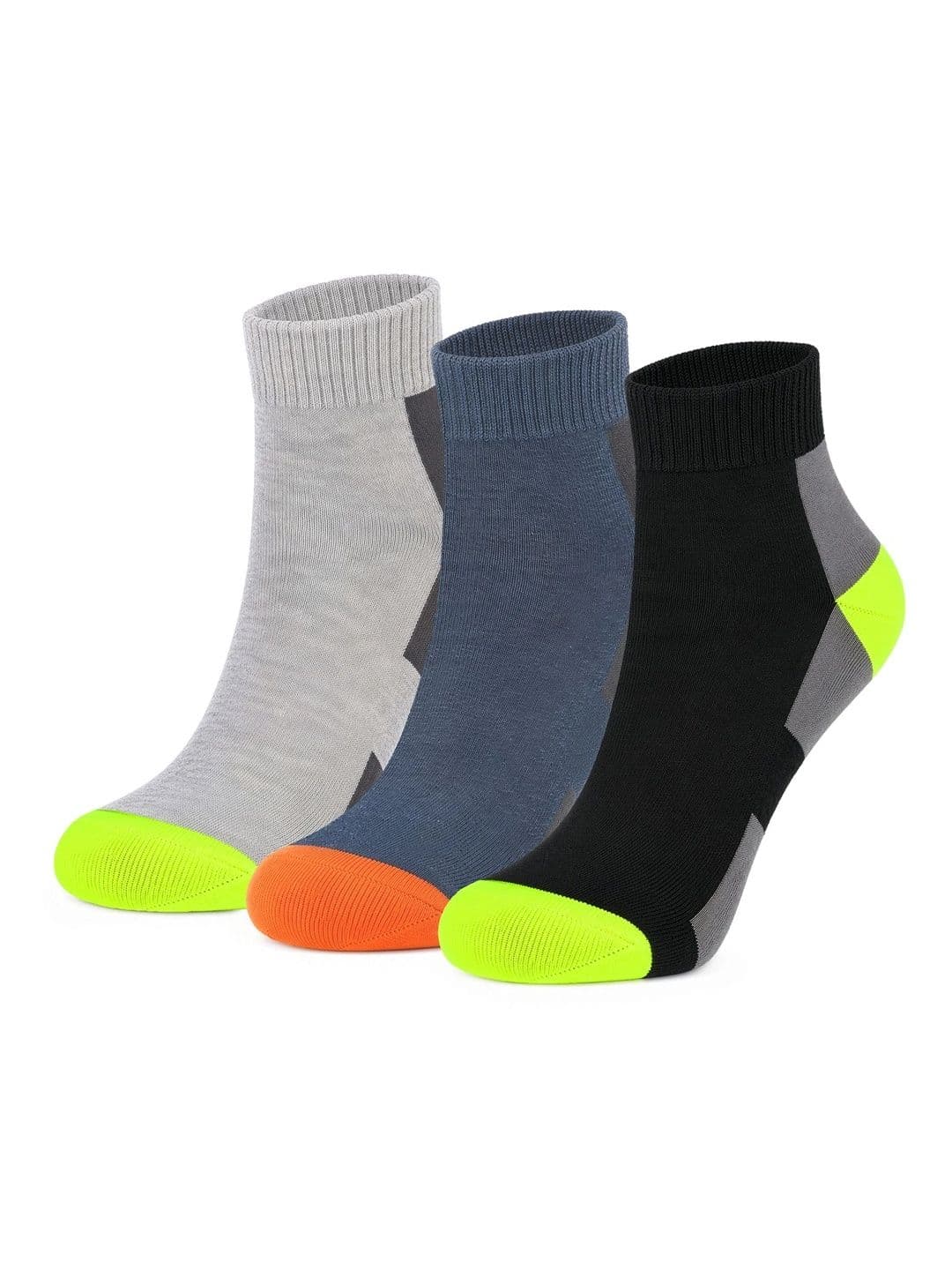LOUIS STITCH Men Pack of 3 Cotton Assorted Colourblocked Ankle Length Socks - view 1