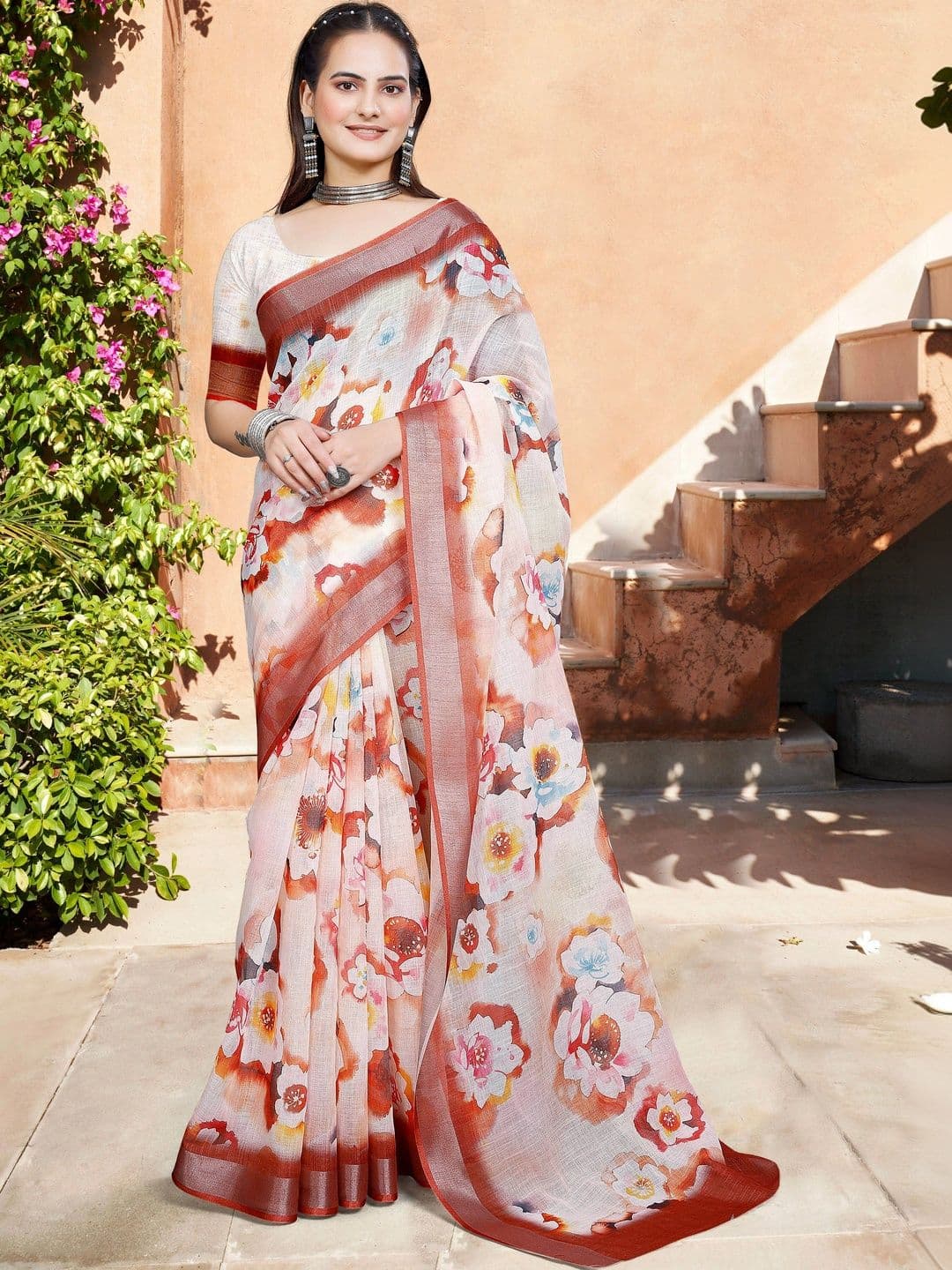 MANVAA Floral Saree - view 1