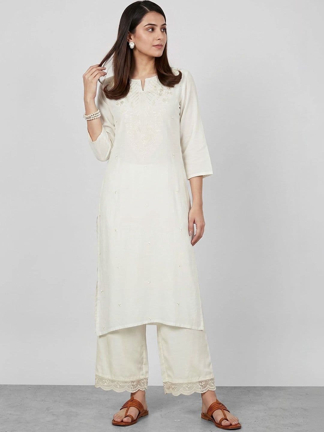 Melange by Lifestyle Women Embroidered Thread Work Kurta thumbnail 2