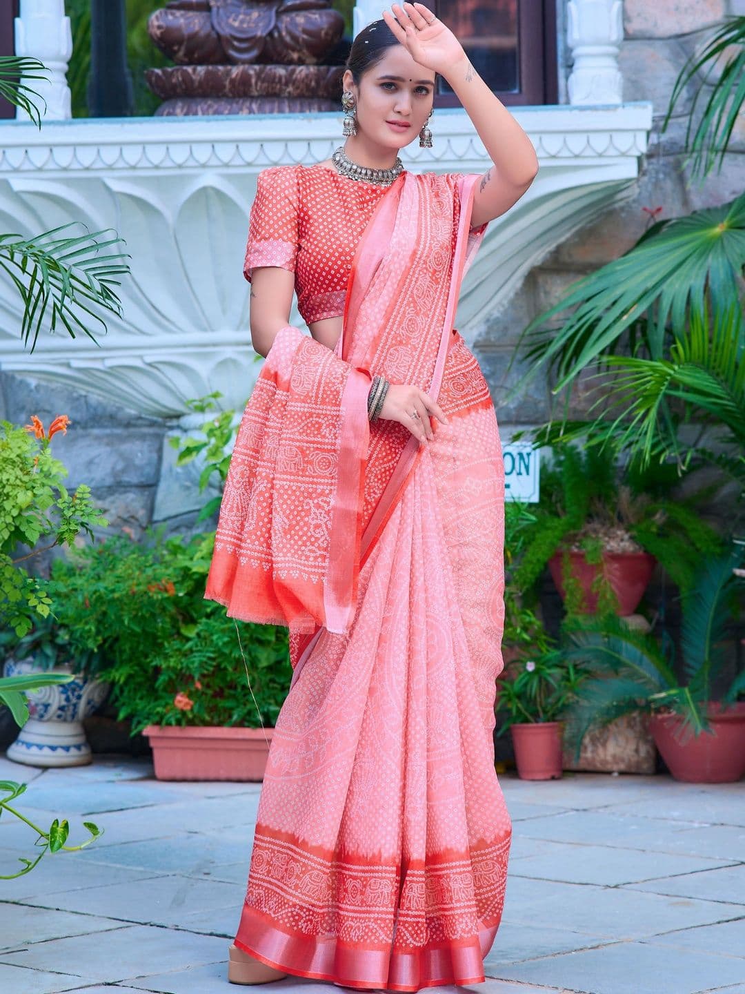 HERE&NOW Bandhani Saree thumbnail 3