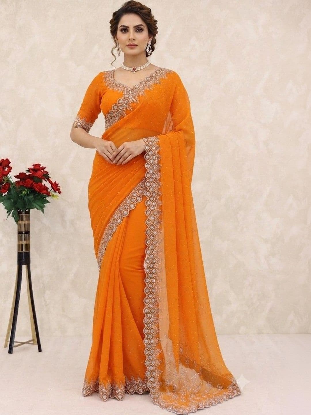 SmileyFashion Pure Georgette Saree - view 1