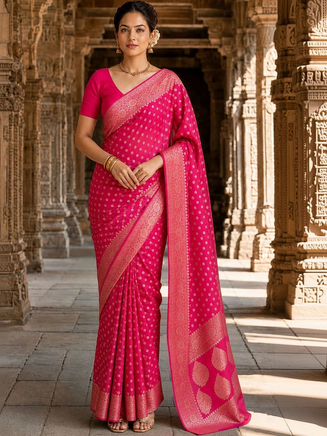 KALINI Woven Design Zari Silk Blend Designer Banarasi Saree thumbnail 4