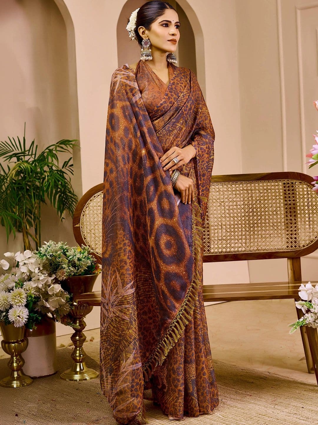 MANVAA Women  Floral Silk Cotton Handloom Saree thumbnail 3