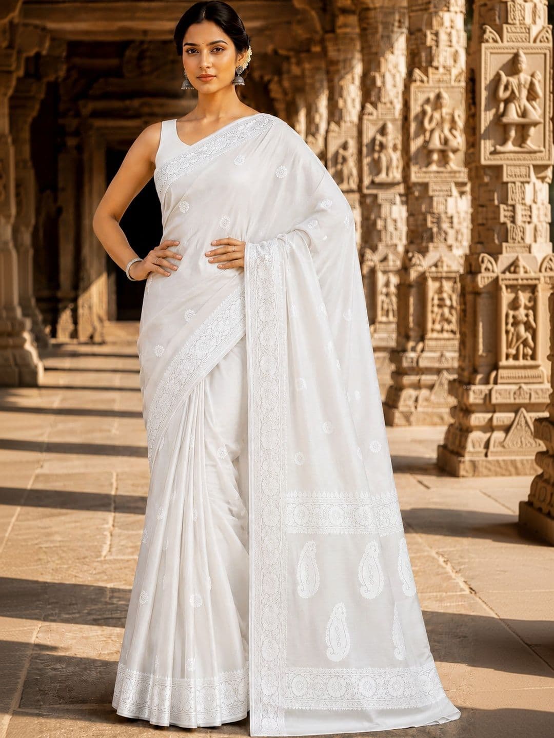 KALINI Paisley Embroidered Designer Kanjeevaram Saree thumbnail 5