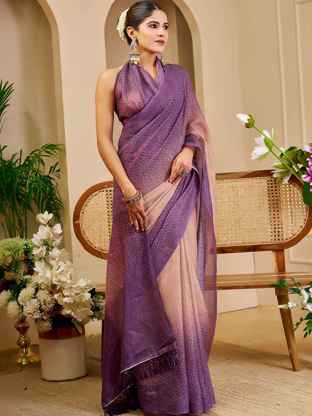 Maroosh Ombre Silk Cotton Handloom Saree thumbnail 4