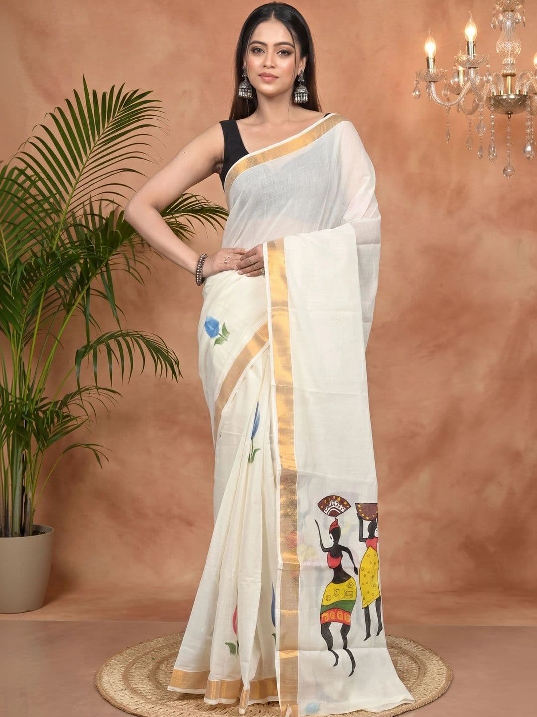 GitAsit Women Ethnic Motifs Sequinned Pure Cotton Handloom Taant Saree - view 1