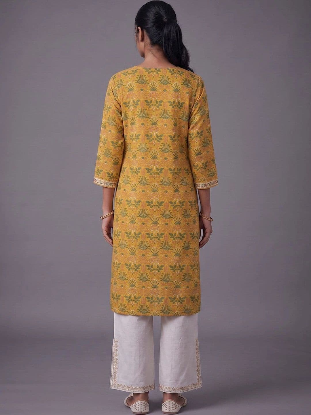 Navibhu Botanical Printed V-Neck Kurti thumbnail 3