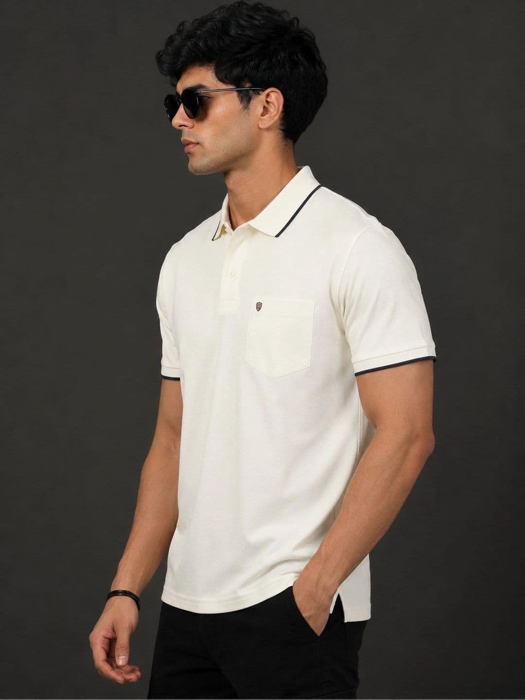 OKIA Men Brand Logo Polo Collar Pockets T-shirt thumbnail 4