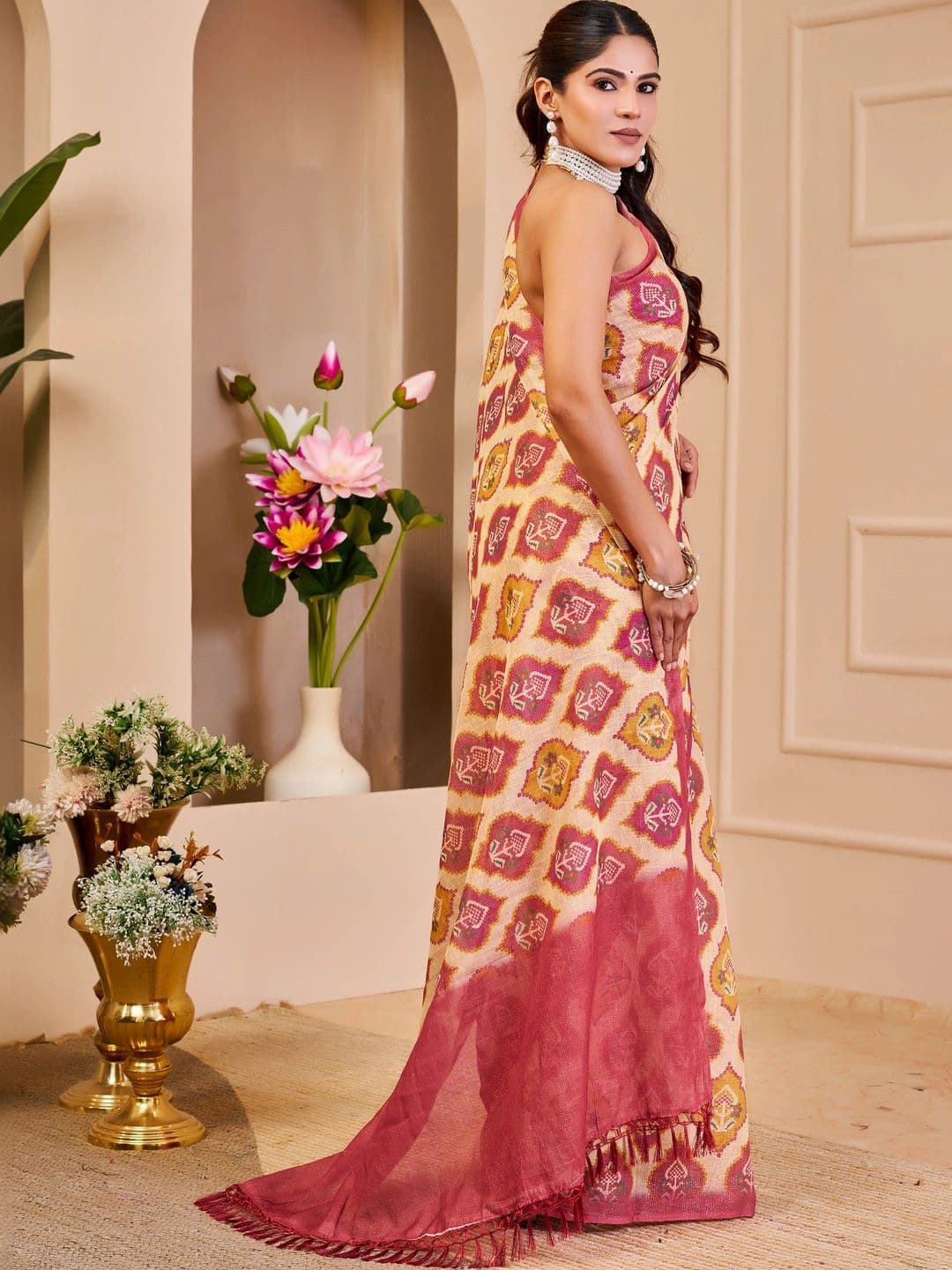HERE&NOW Kalamkari Silk Cotton Handloom Saree thumbnail 4
