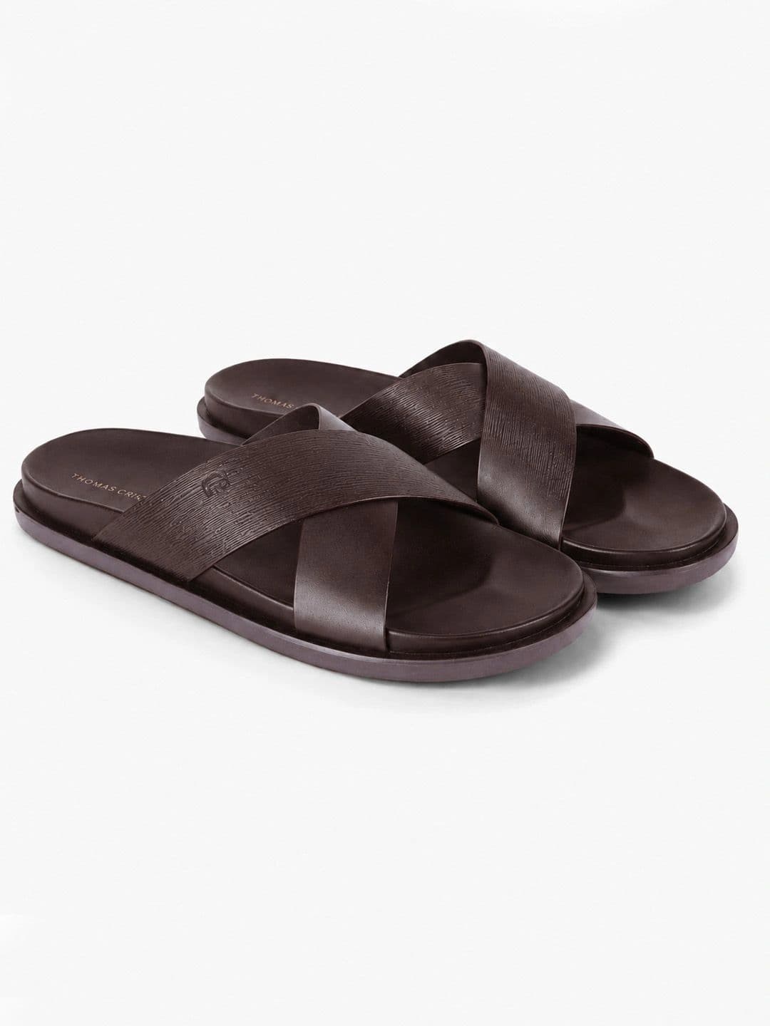 THOMAS CRICK Men Brown Leather Shoe-Style Sandals thumbnail 5