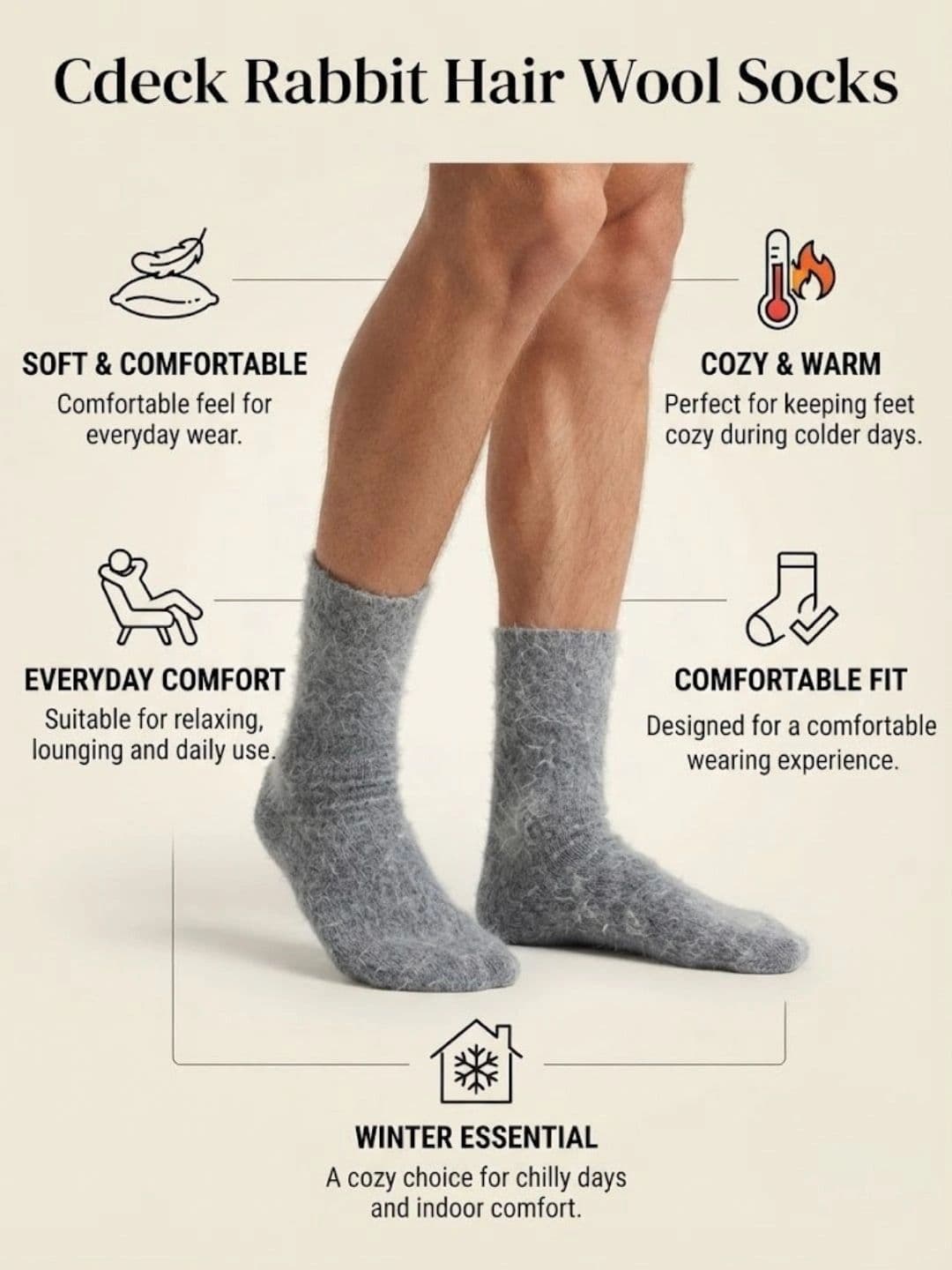 Cdeck Men Woolen Above Ankle Socks thumbnail 4