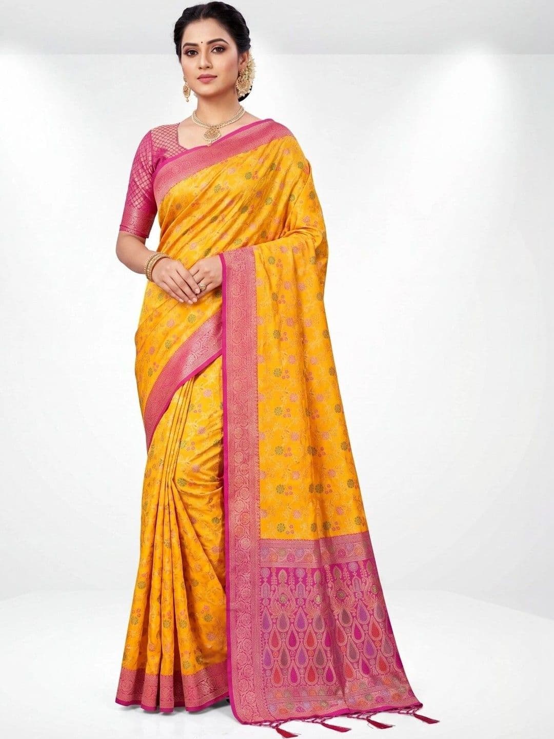 KALINI Woven Design Zari Art Silk Fusion Banarasi Saree - view 1