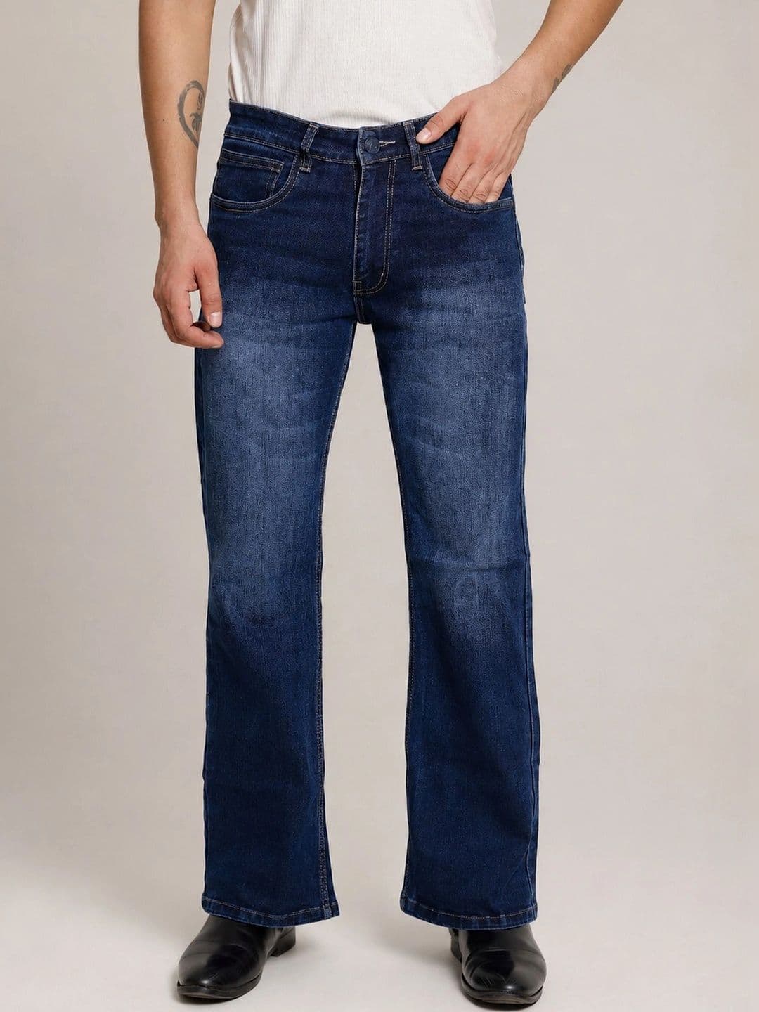 Denimora Men Bootcut Mid-Rise Stretchable Jeans thumbnail 2
