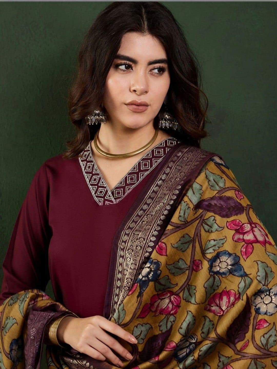 KALINI Women Ethnic Motifs Regular Thread Work Kurta with Trousers & With Dupatta thumbnail 4