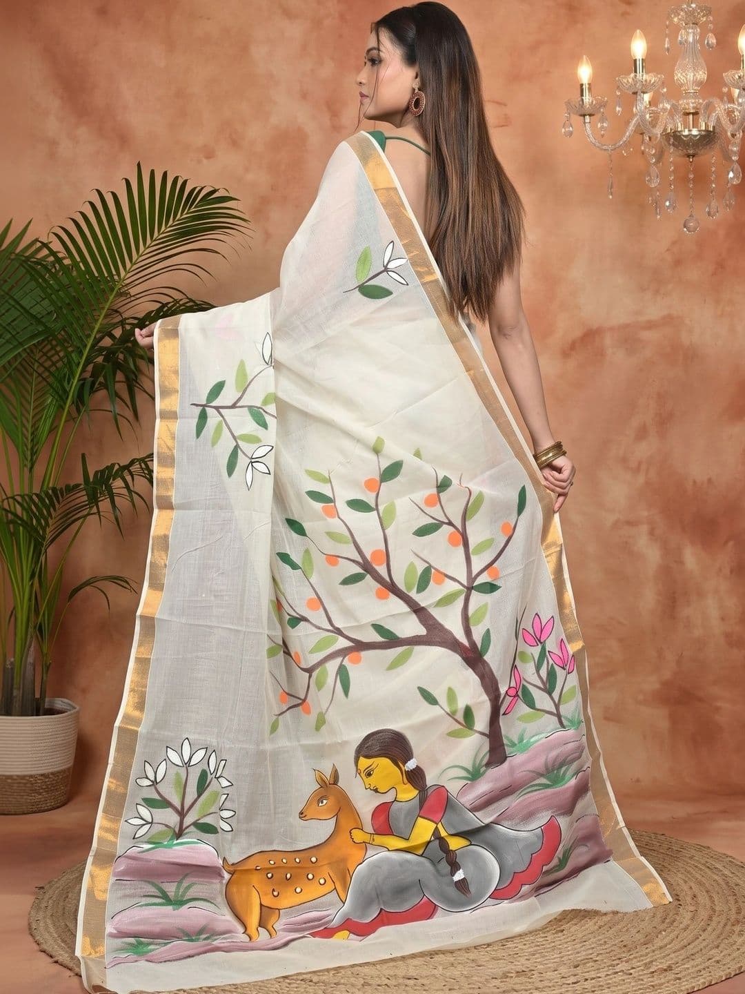 GitAsit Women  Floral Sequinned Pure Cotton Handloom Taant Saree thumbnail 4