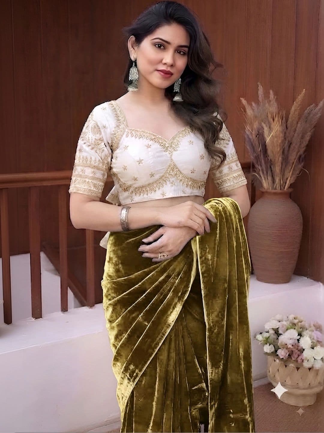 VRAGI Embroidered Saree thumbnail 2