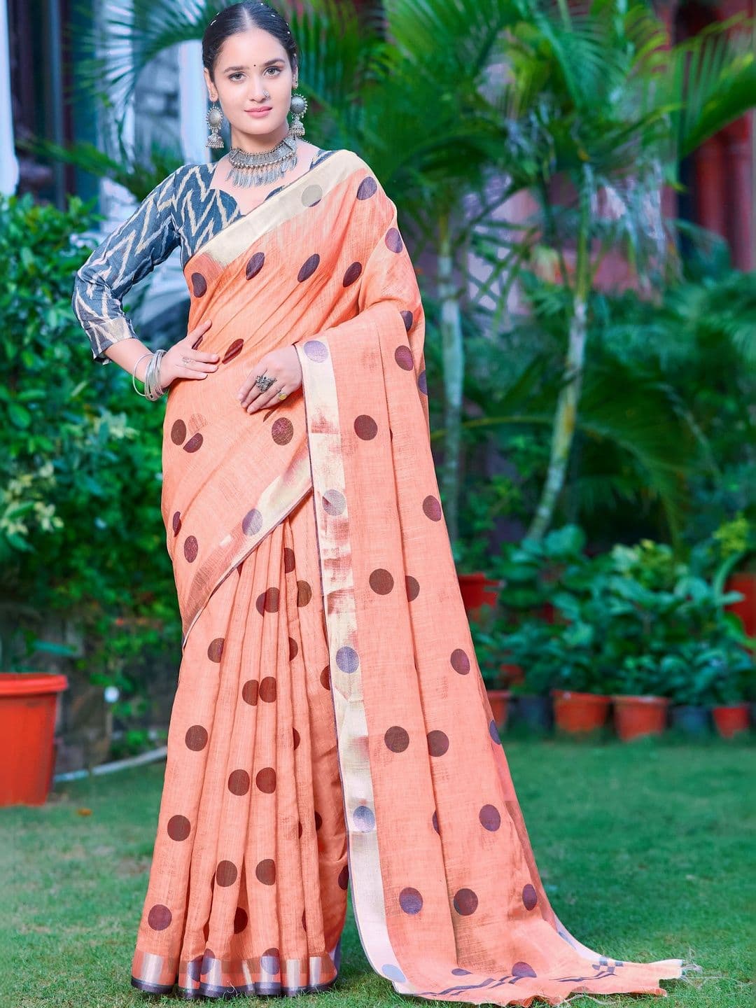 HERE&NOW Polka Dot Saree - view 1