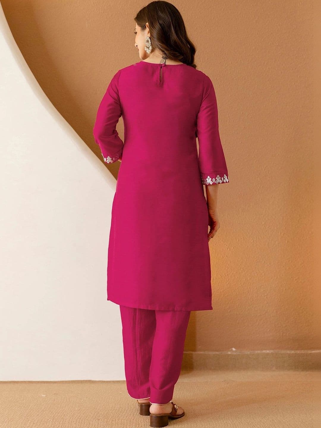 SKYLEE Women Embroidered Regular Thread Work Kurta with Trousers & With Dupatta thumbnail 5