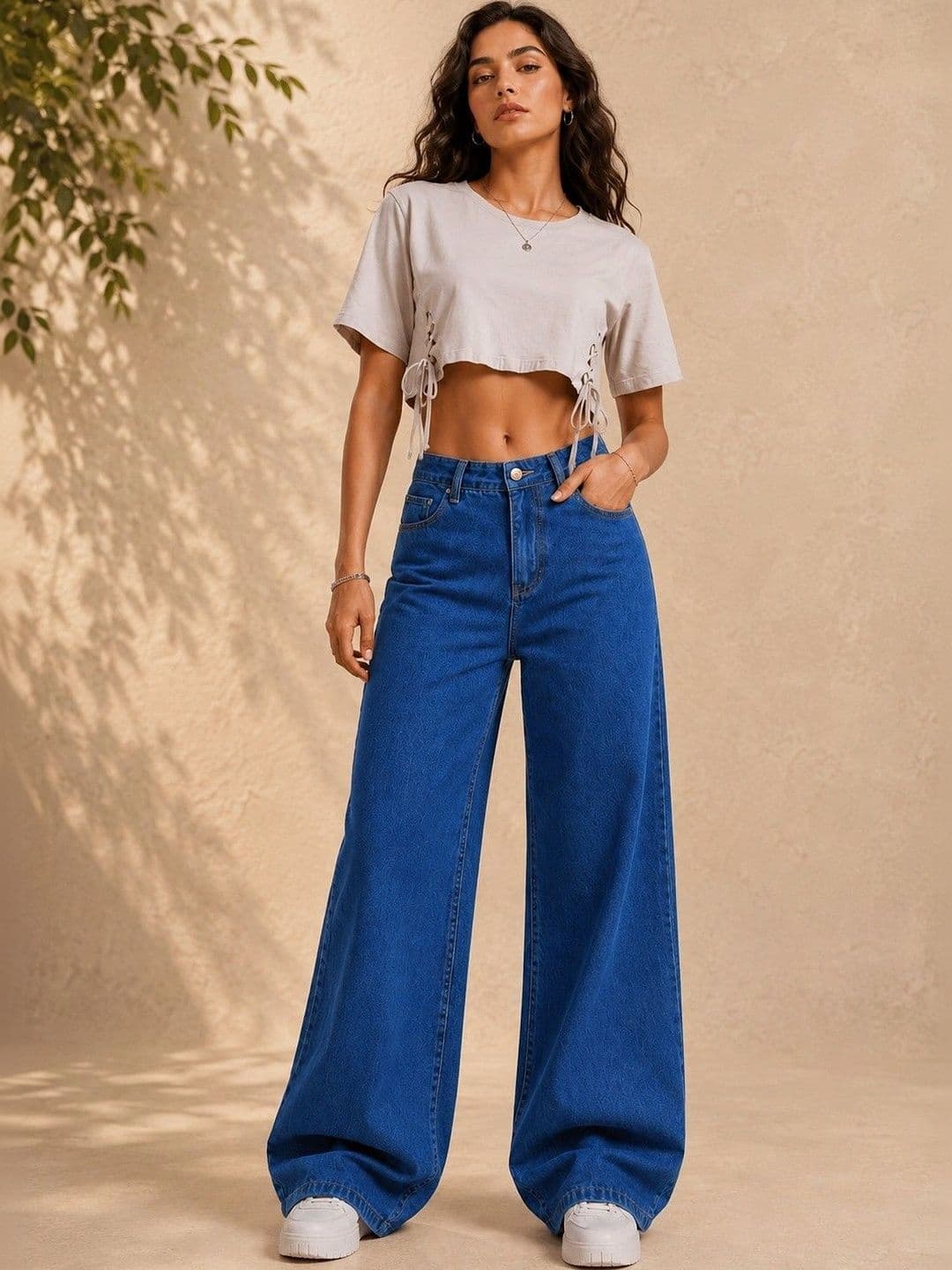 DressBerry Women Comfort Wide Leg High-Rise Light Fade Stretchable Jeans thumbnail 3