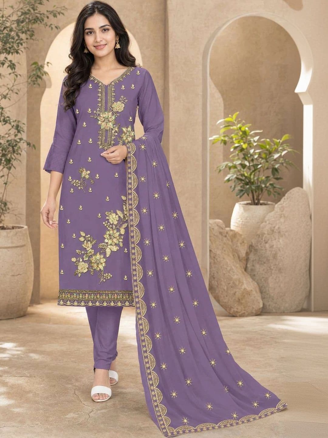 MADHUSUDAN TEX FAB Embroidered Unstitched Dress Material - view 1