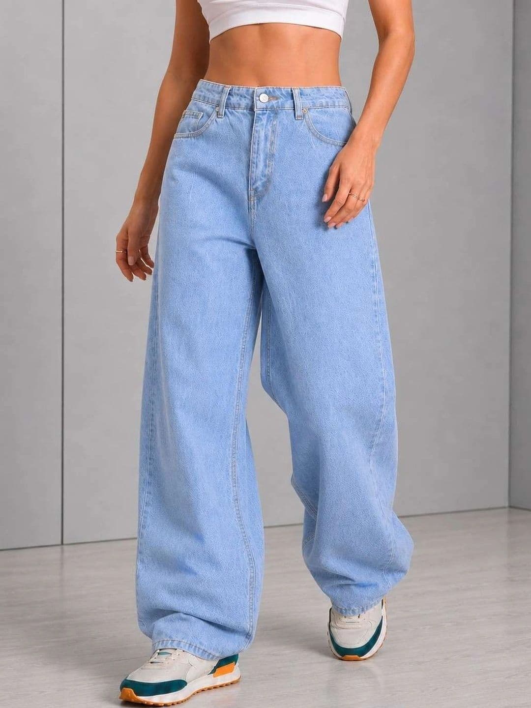 DressBerry Women Comfort Wide Leg High-Rise Light Fade Stretchable Jeans thumbnail 5
