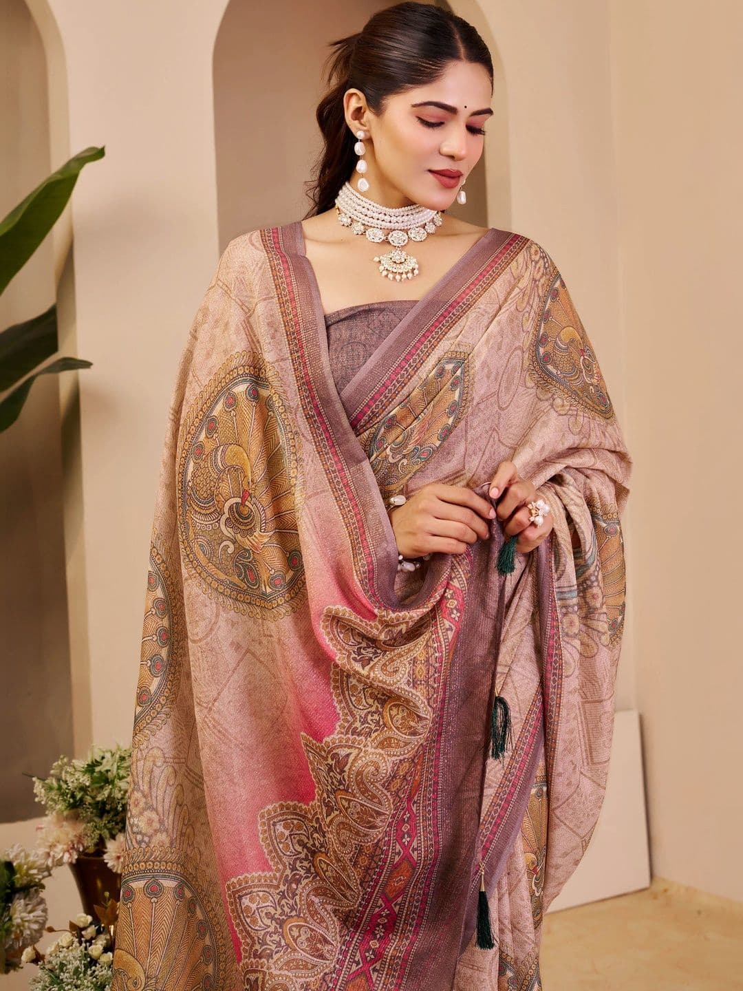 MANVAA Floral Silk Cotton Handloom Saree thumbnail 2