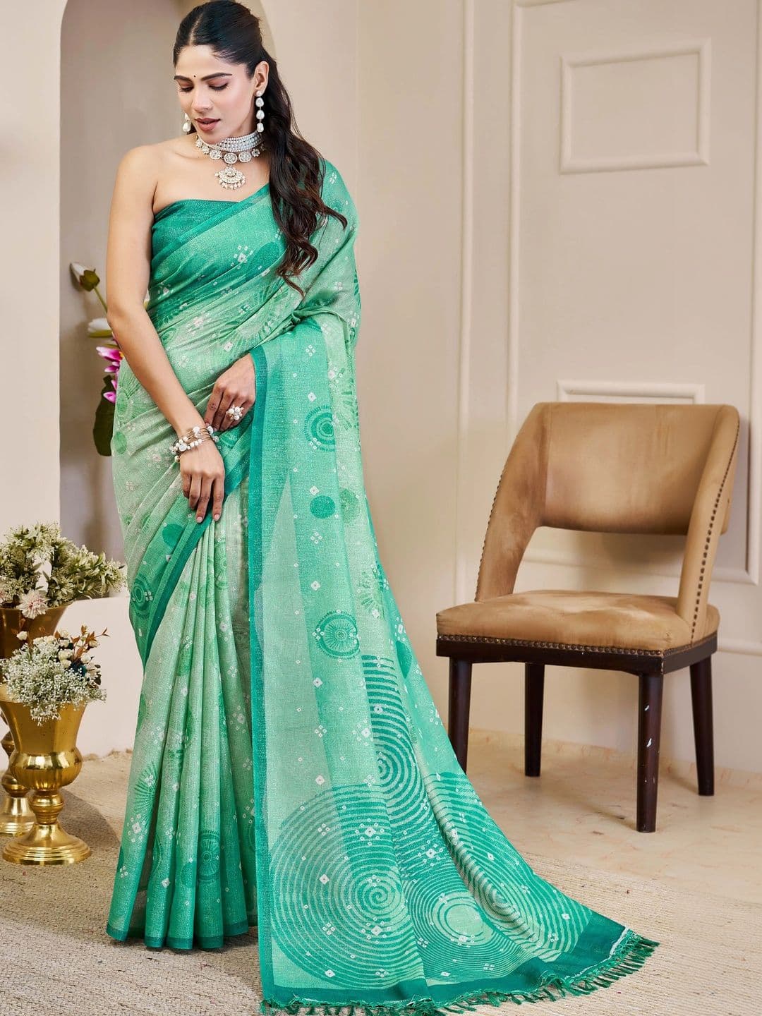 Maroosh Bandhani Silk Cotton Handloom Saree - view 1