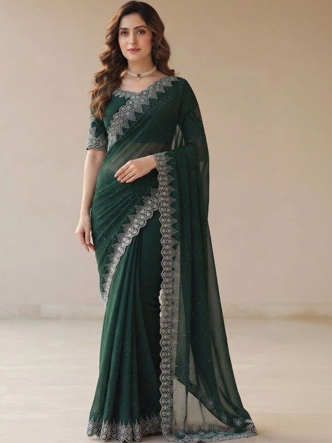 SmileyFashion Pure Georgette Saree - view 1