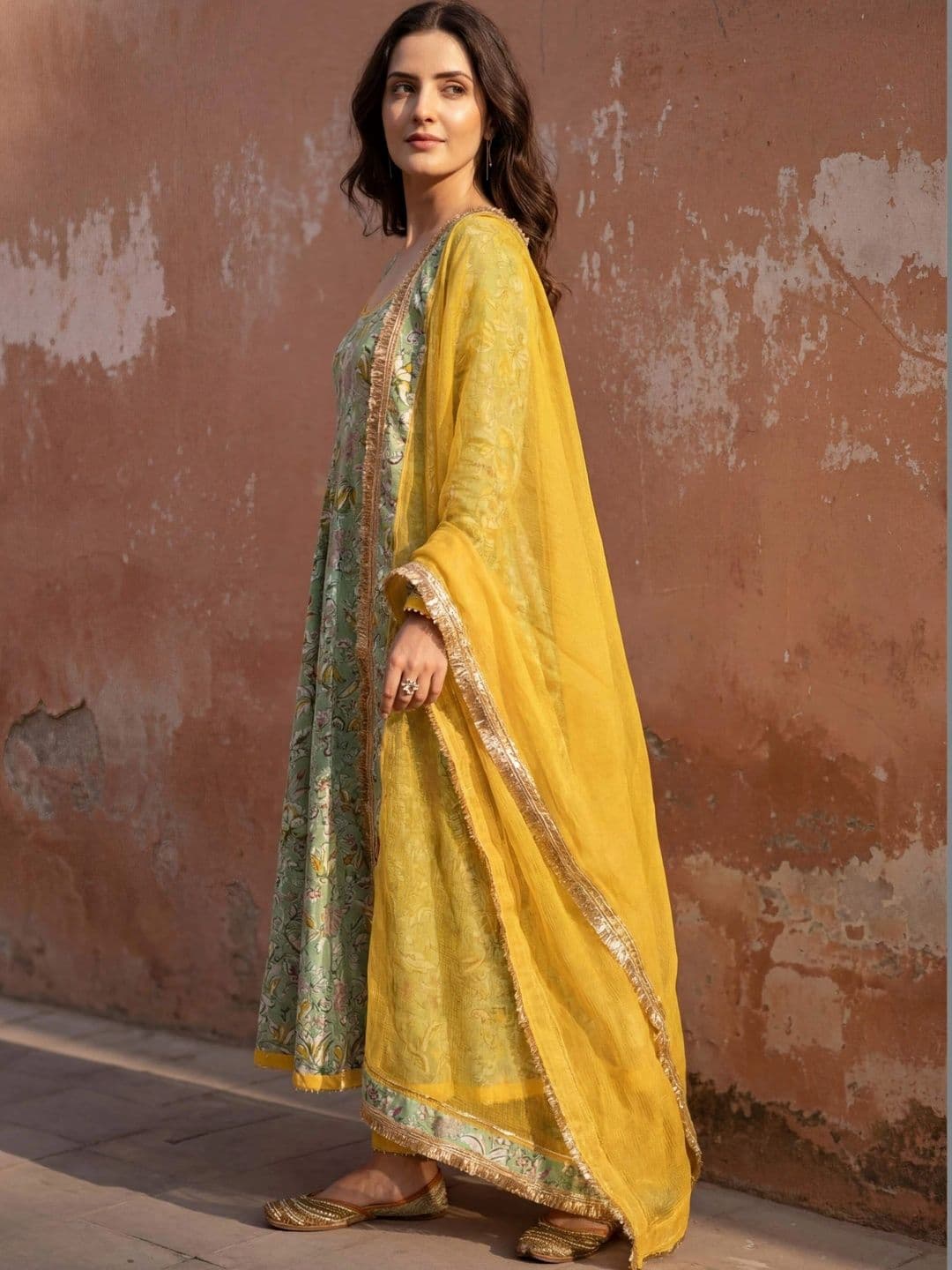 KALINI Women Floral Printed Regular Kurta with Trousers & With Dupatta thumbnail 6