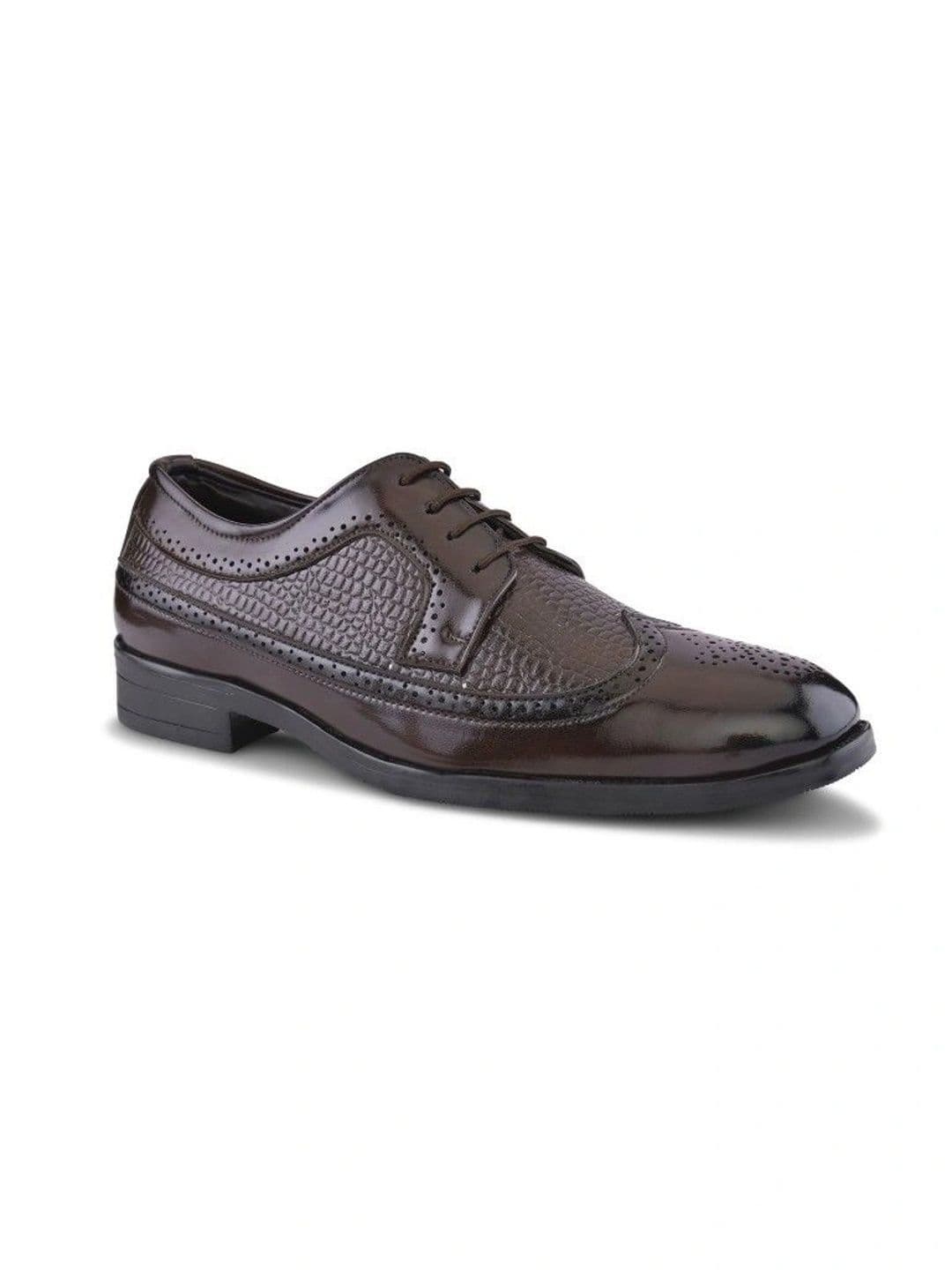 House of Pataudi Men Textured Formal Brogues thumbnail 3