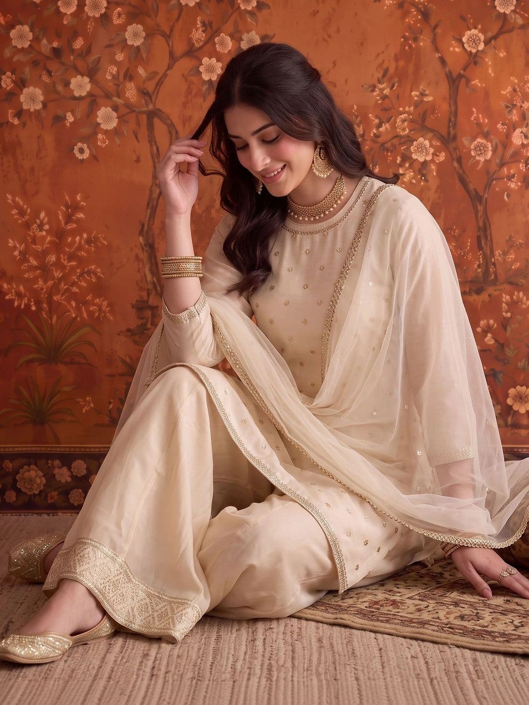 Sangria Embroidered Round Neck Kurta Sets thumbnail 5