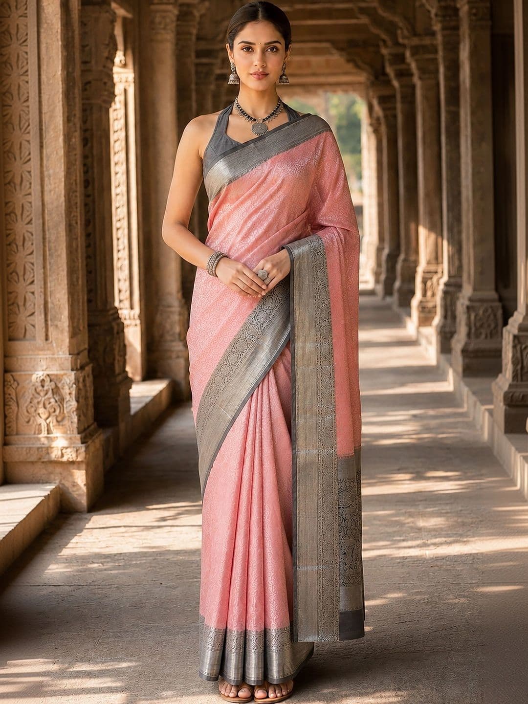 KALINI Woven Design Zari Silk Blend Designer Banarasi Saree thumbnail 5