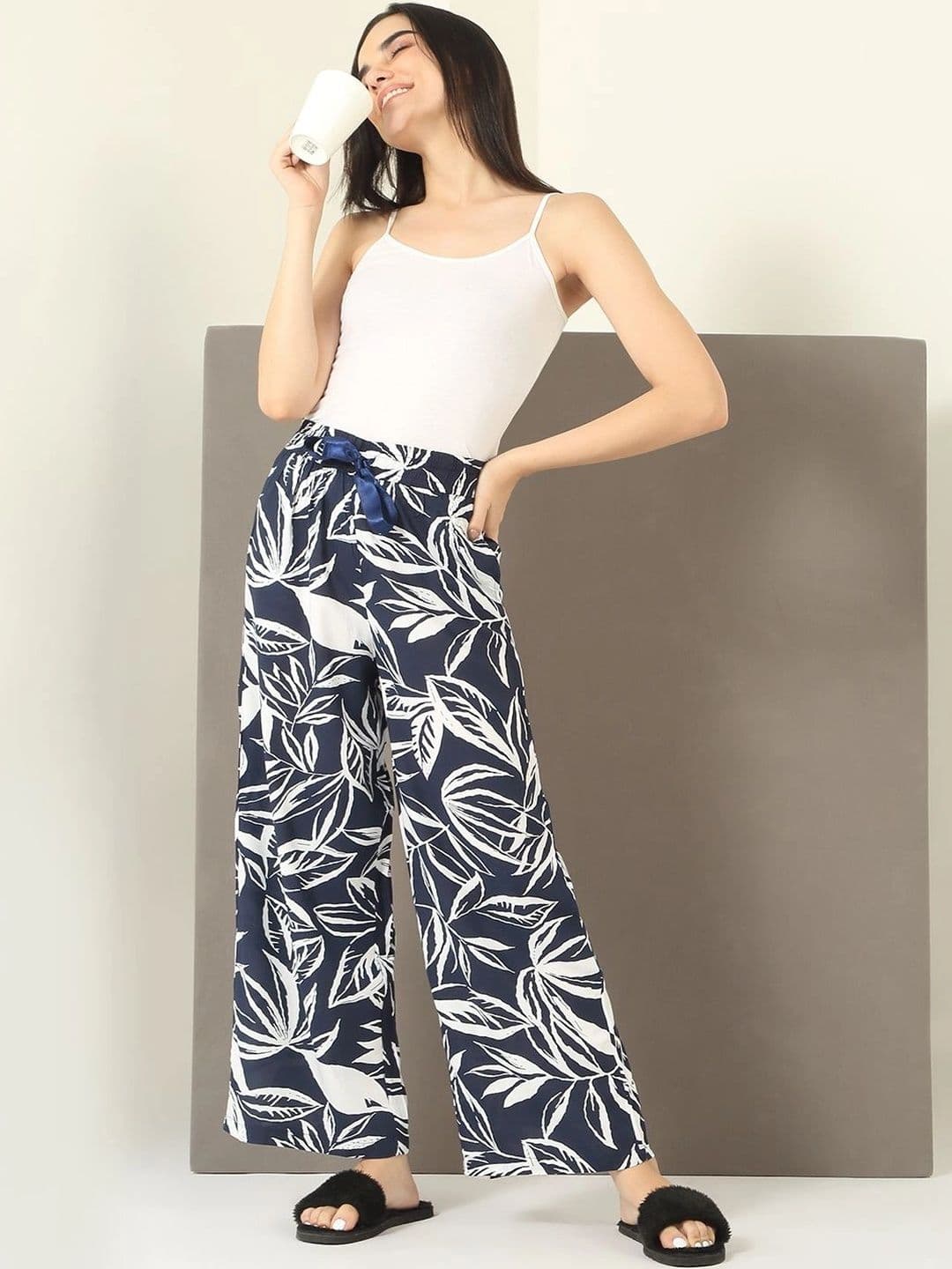 Sweet Dreams Women Floral Printed Knitted Palazzos thumbnail 3