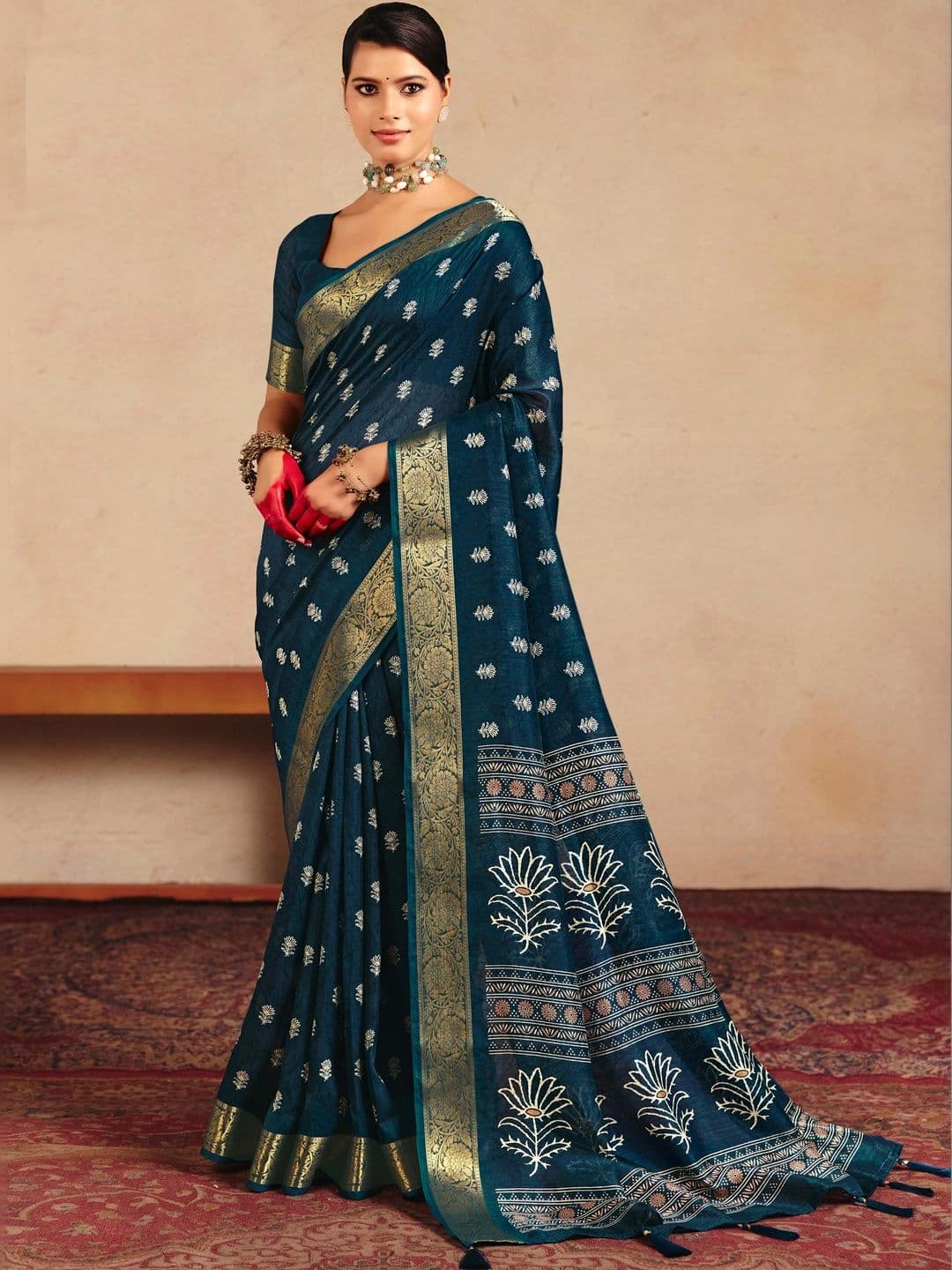 Dhaaga Ghar Woven Design Zari Silk Blend Fusion Saree - view 1