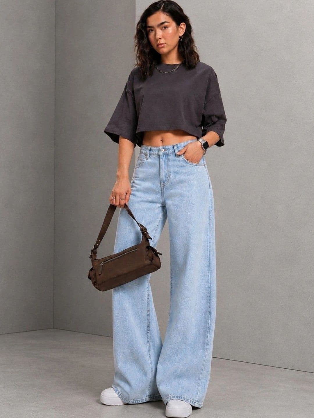 DressBerry Women Comfort Wide Leg High-Rise Light Fade Stretchable Jeans thumbnail 5