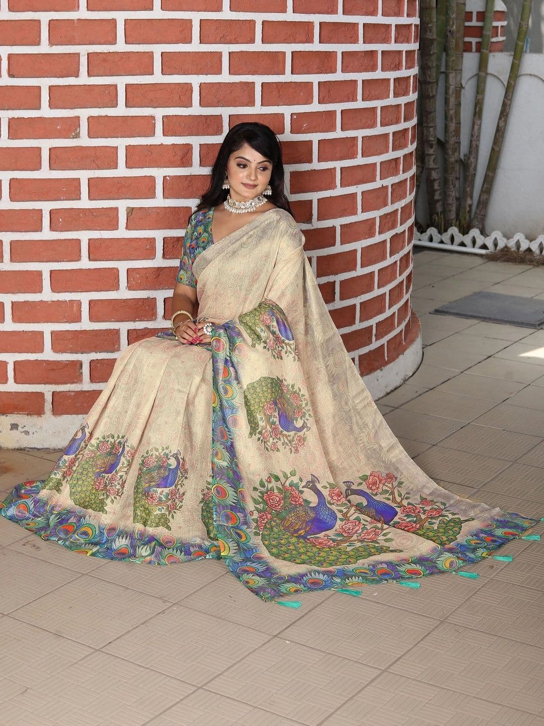 MANVAA Floral Silk Cotton Handloom Saree thumbnail 6