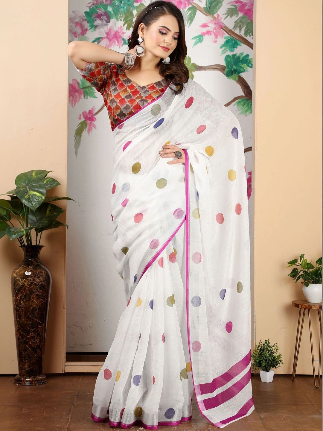 HERE&NOW Polka Dot Fusion Saree thumbnail 5