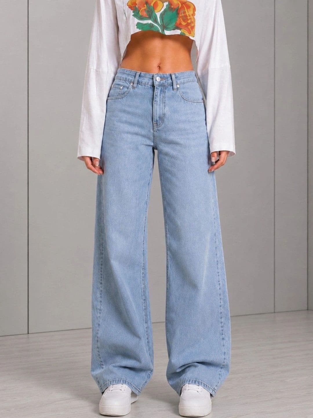 DressBerry Women Comfort Wide Leg High-Rise Light Fade Stretchable Jeans - view 1