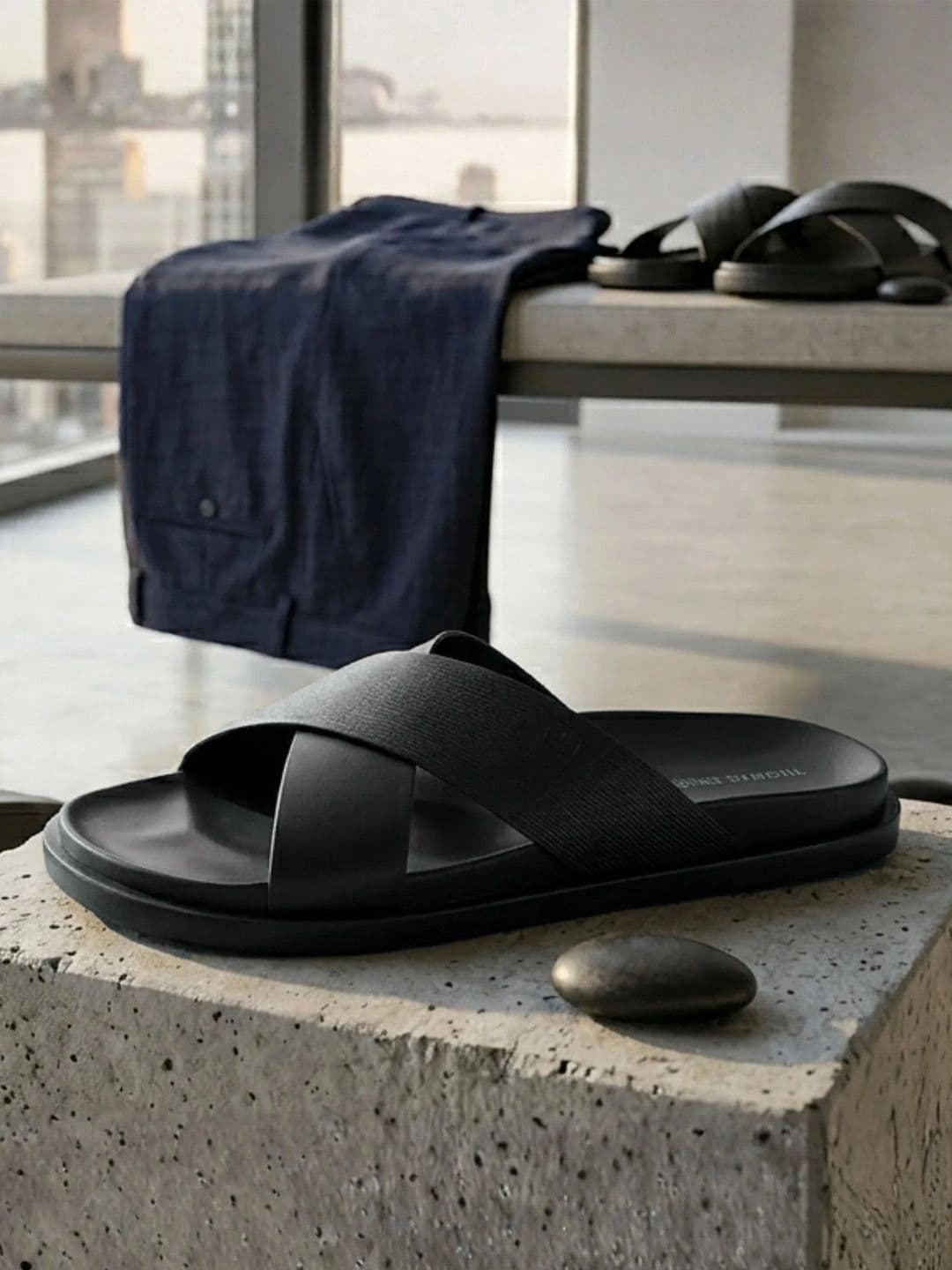 THOMAS CRICK Men Black Leather Sandals - view 1
