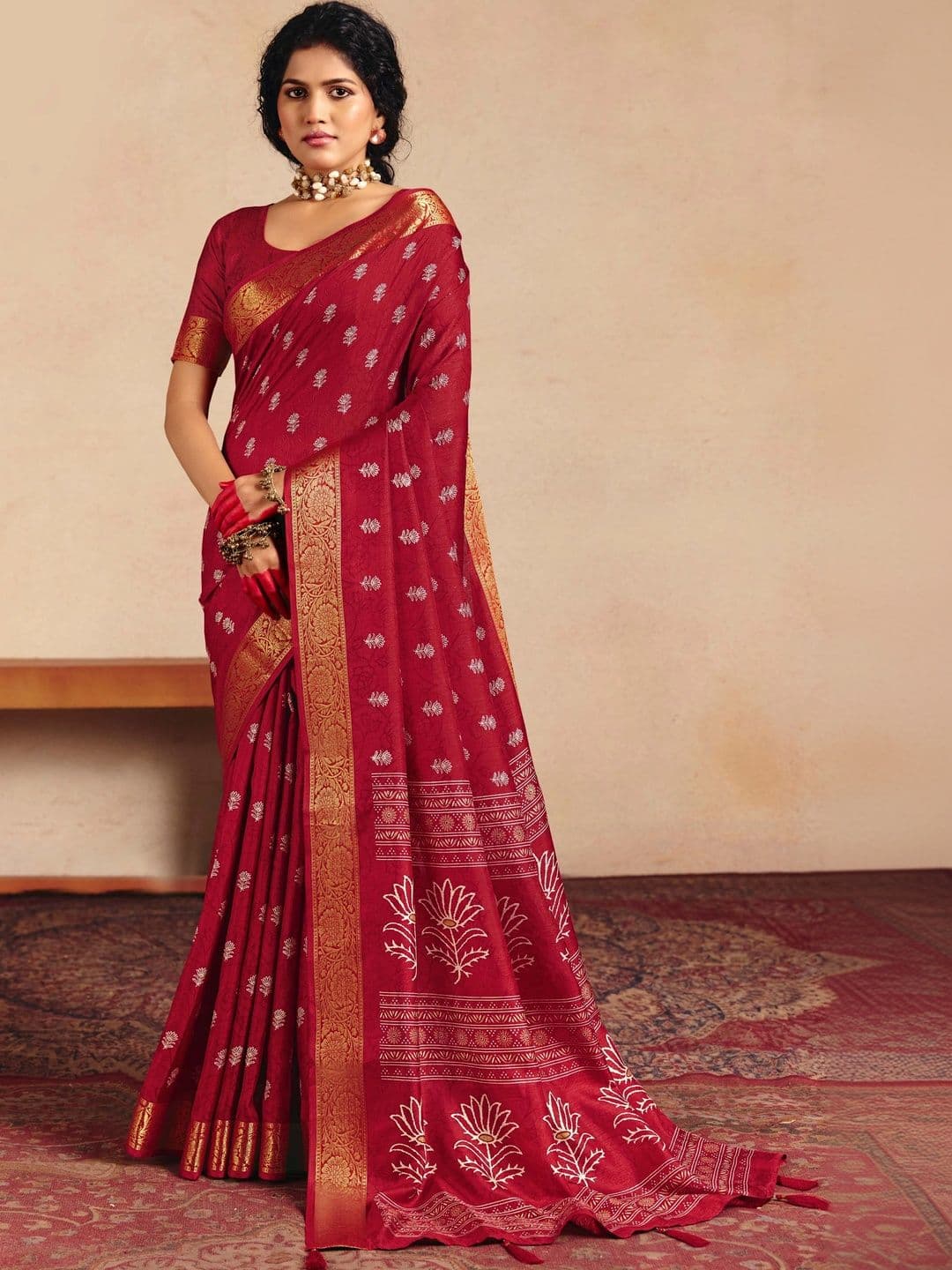 TIRA Woven Design Zari Silk Blend Fusion Saree - view 1