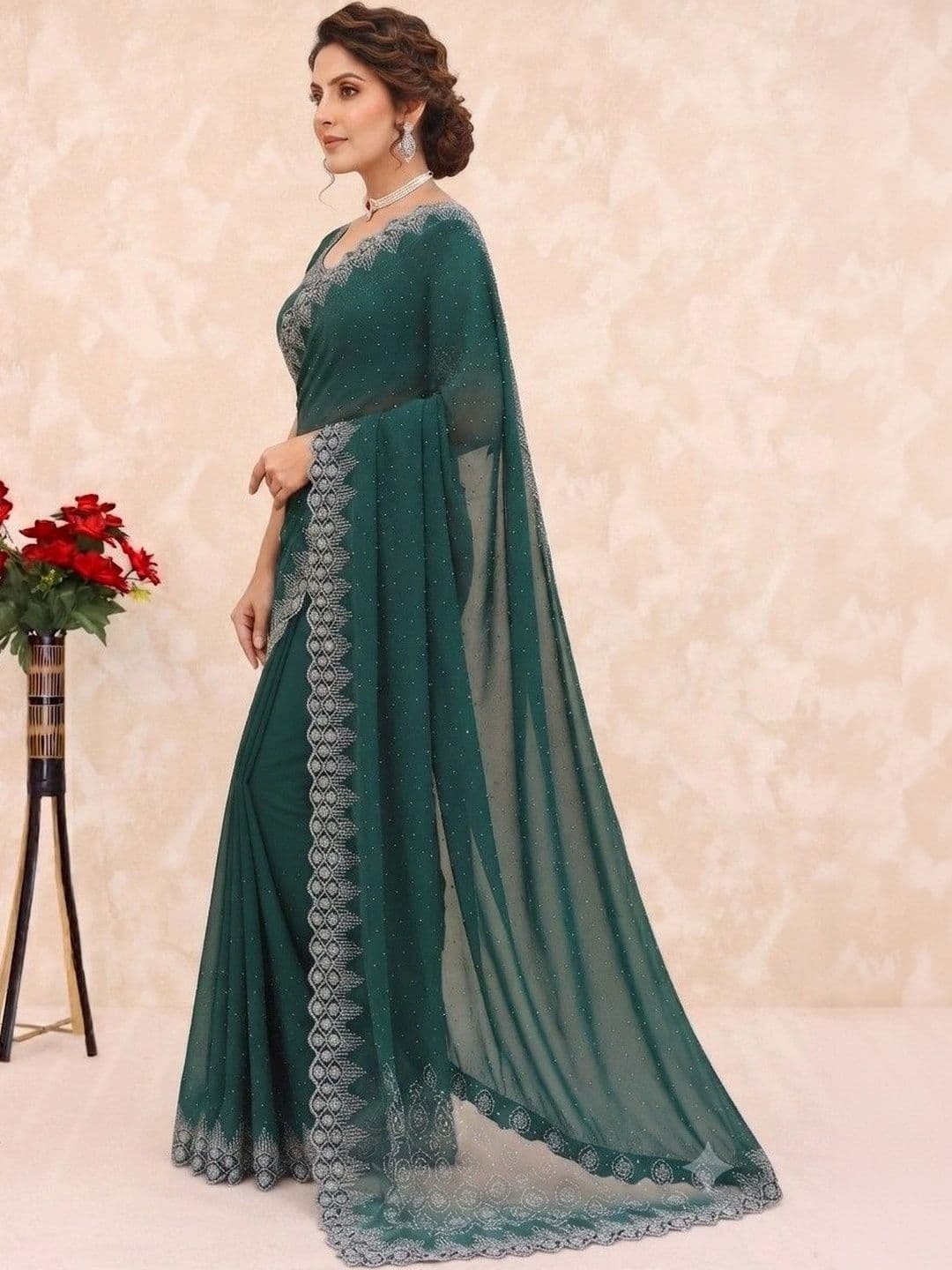 SmileyFashion Pure Georgette Saree thumbnail 5