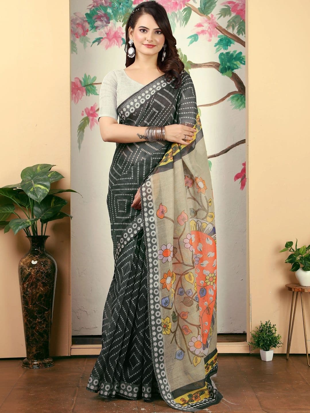 HERE&NOW Bandhani Saree thumbnail 5