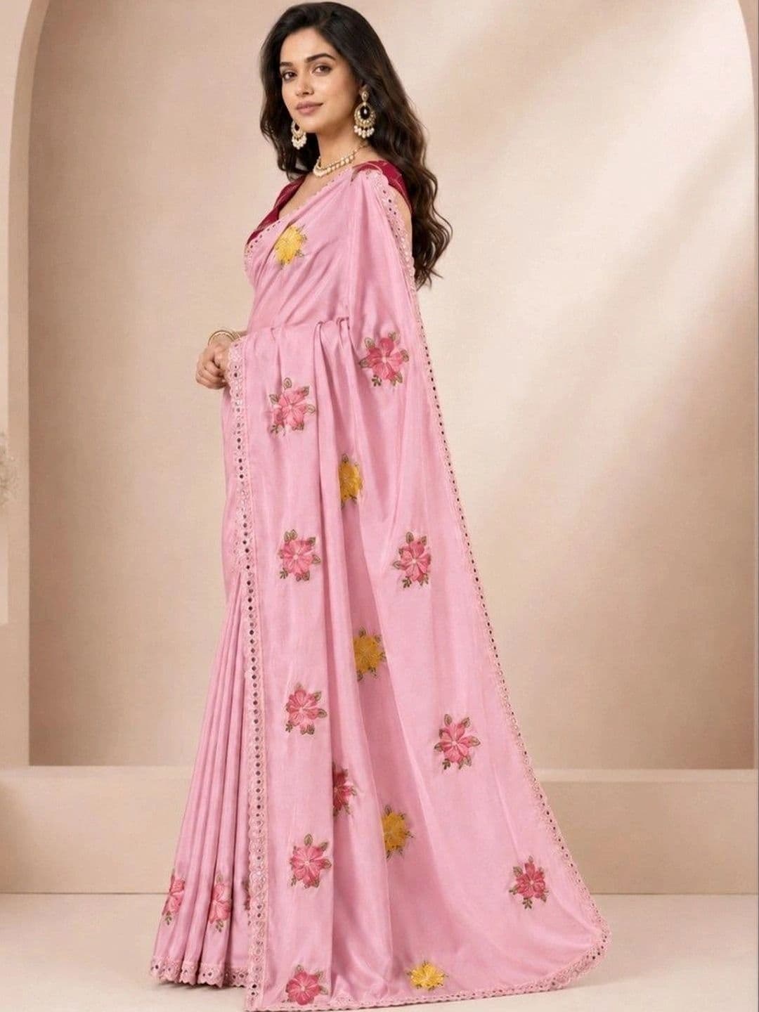 Kandora Floral Embroidered Pure Georgette Designer Saree thumbnail 3