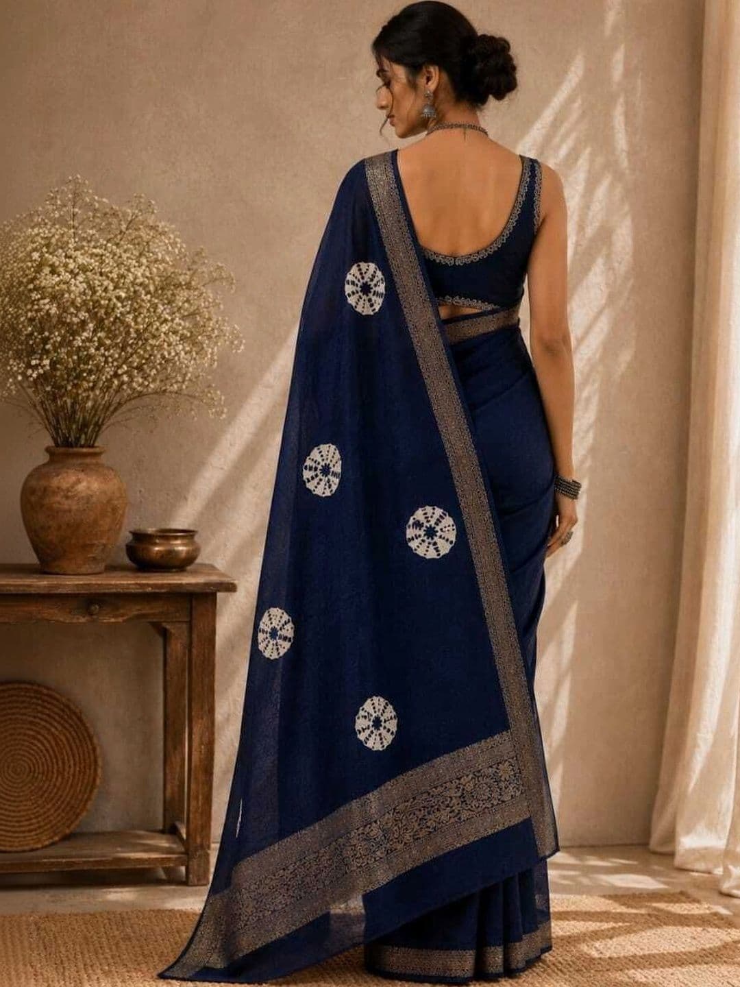 Nehaa Elegance Tie and Dye Zari Organza Saree thumbnail 3