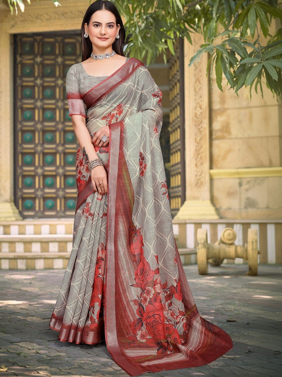 MANVAA Floral Saree - view 1